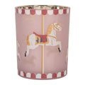 Waxinelichthouder Ø 10x13 cm Roze Glas Paard