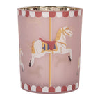 Waxinelichthouder Ø 10x13 cm Roze Glas Paard
