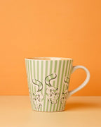Handbeschilderde koffiemok van steengoed - 268 ml