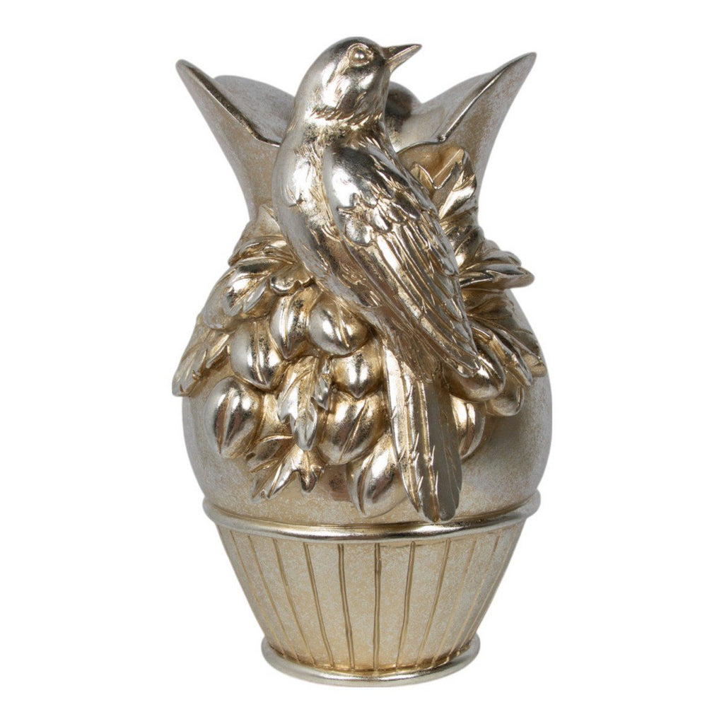 Vaas Vogel hars zilver 18x16x26cm