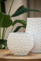 J-Line bloempot Inkepingen + Buiten zand - steen - wit - M