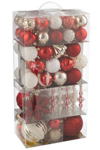 J-Line kerstbal - kunststof - rood/goud - doos van 80
