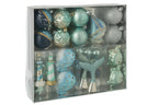 J-Line Doos kerstballen - polystyreen - zilver/blauw
