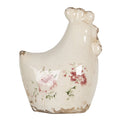 Decoratie Kip 9x6x11 cm Beige Keramiek Bloemen