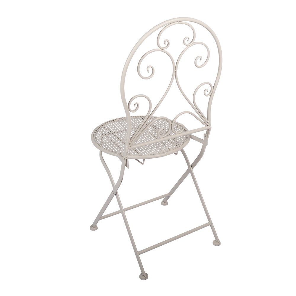 Bistroset Bistrotafel Bistrostoel 3-delig Ø 60x70 / 39x39x94 cm Wit Metaal