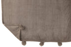 J-Line Plaid Pompon - polyester - taupe - 170 x 130 cm