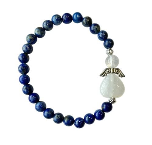Dames armband Lapis Lazuli 6 mm met beschermengel