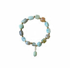 Dames armband Amazoniet met goudkleurige RVS tussenkralen