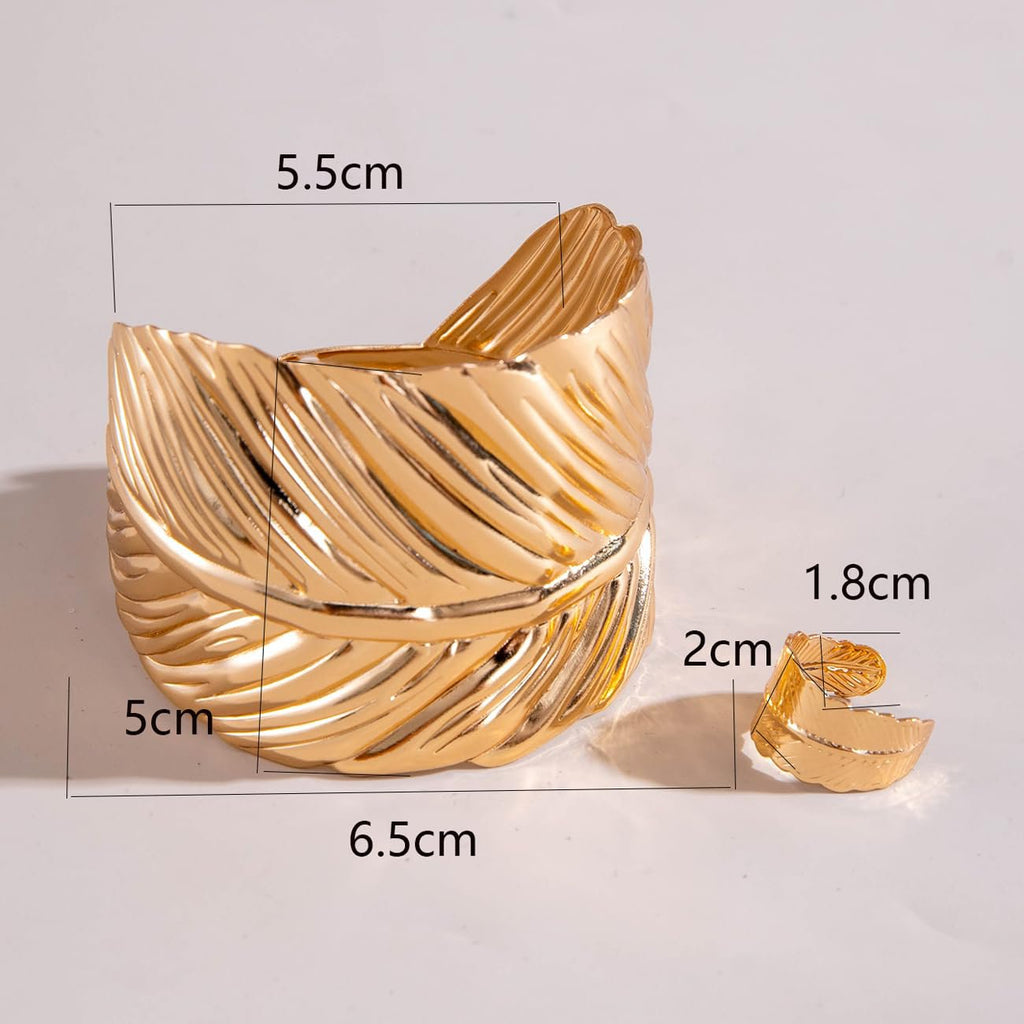 Mode-sieradenset – combinatie van ring en armband – vergulde legering – cadeau voor de detailhandel