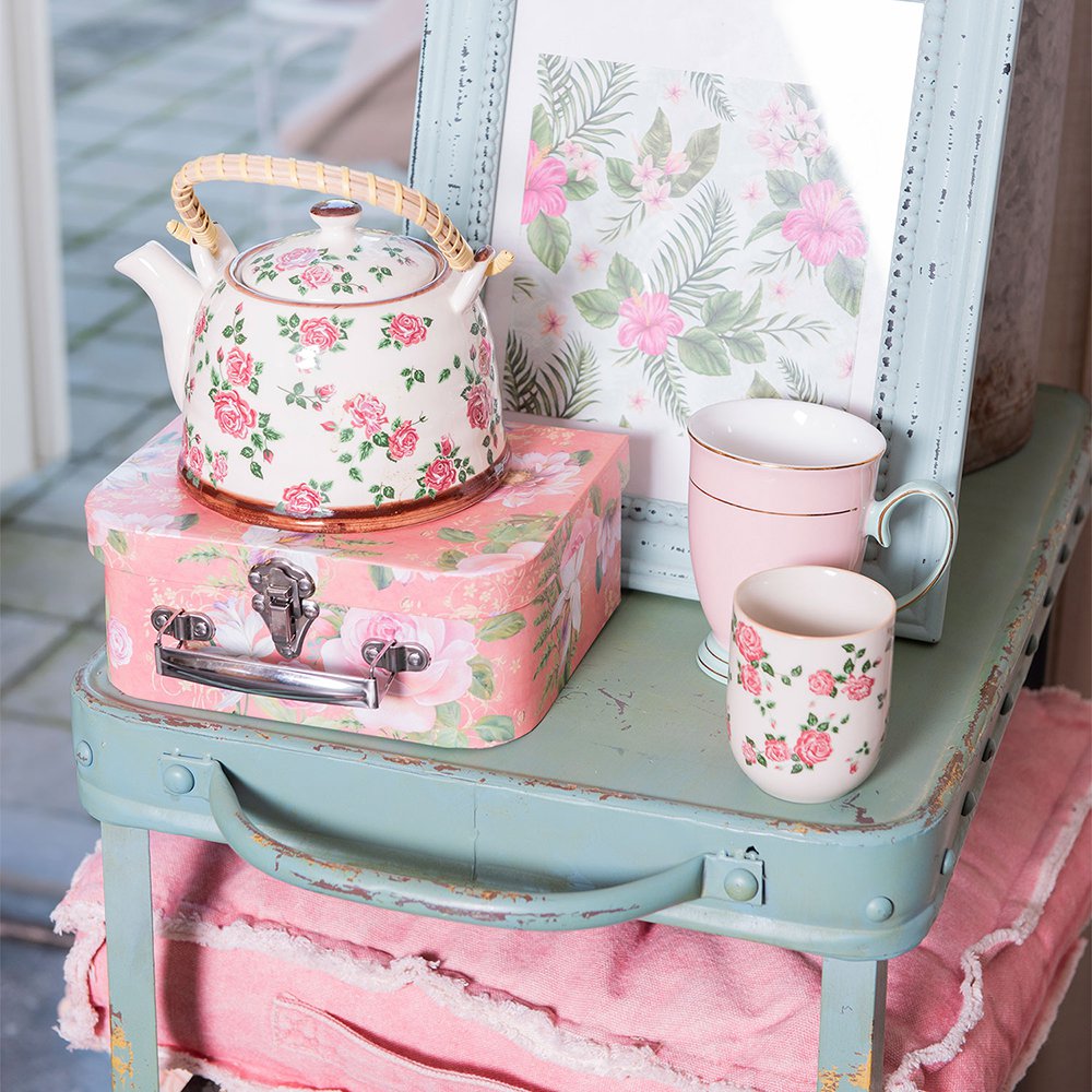 Mok 100 ml Roze Porselein Bloemen Theemok