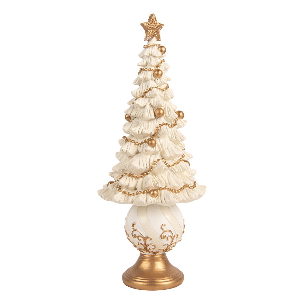 Kerstdecoratie Beeld Kerstboom Ø 13x32 cm Wit Kunststof