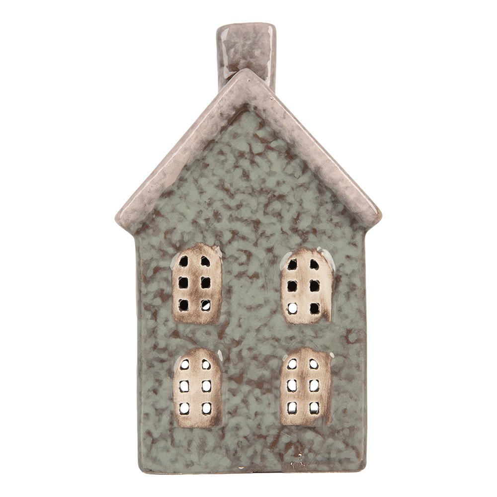 Waxinelichthouder Huis 8x7x14 cm Groen Keramiek