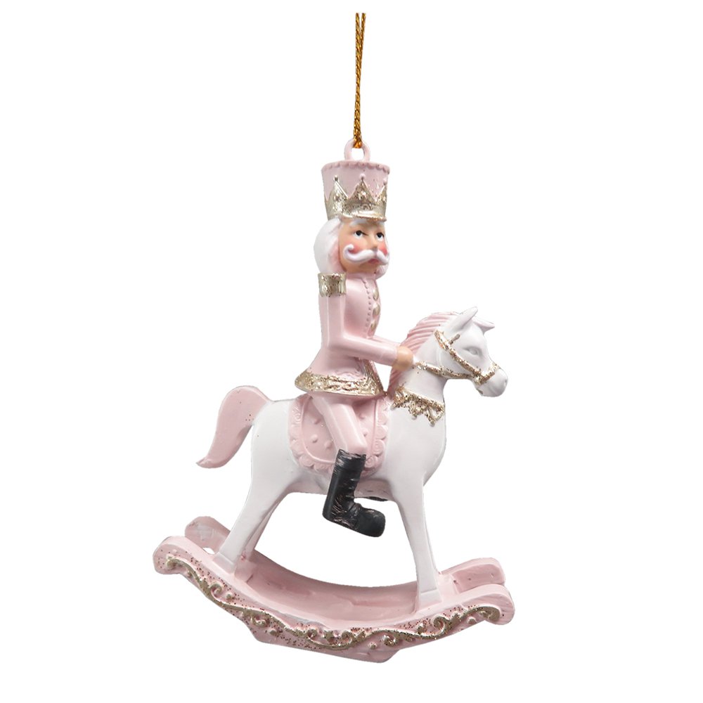 Kersthanger Hobbelpaard 9 cm Roze Kunststof Kerstdecoratie