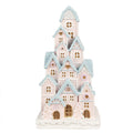 Gingerbread house met LED 13x13x26 cm Roze Polyresin Peperkoekhuisje