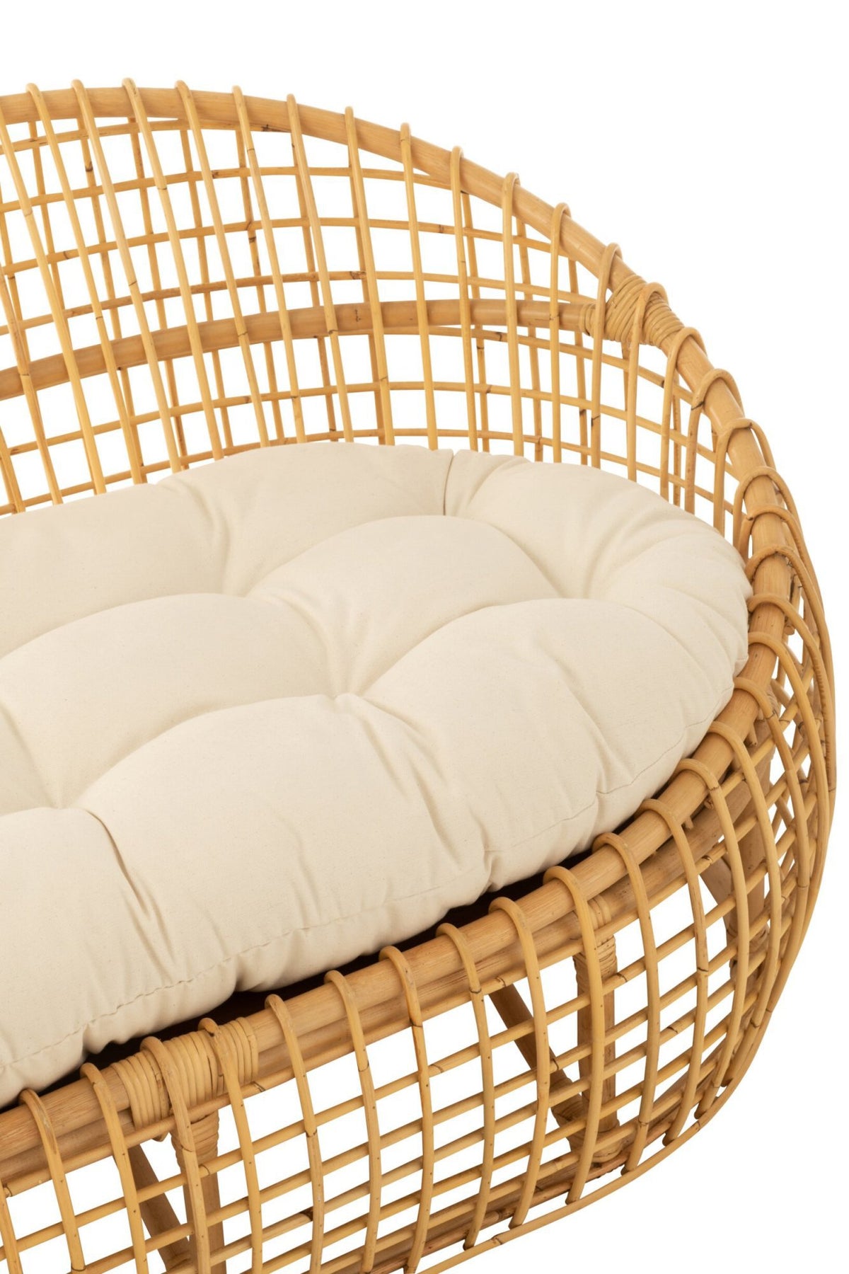 J-Line sofa Lise + kussen 2 Personen - rotan/textiel - naturel/wit