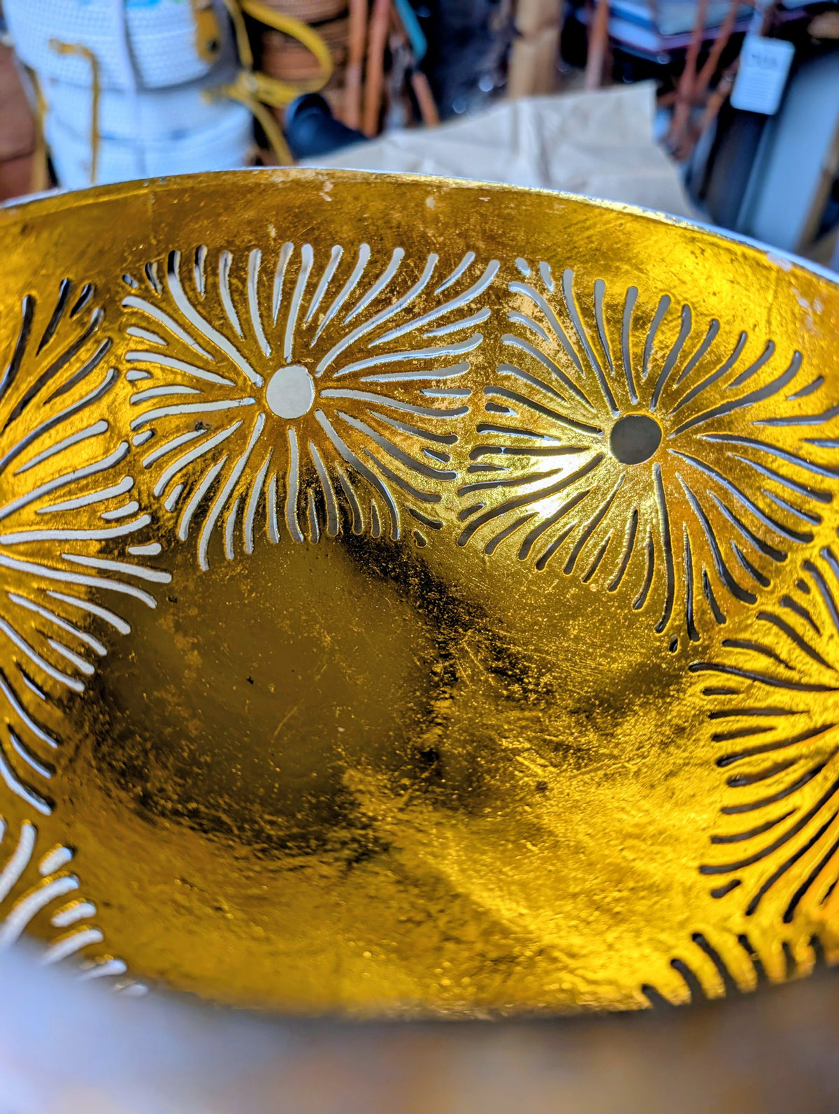 Goud Wit Gewassen Patroon Kokoskom Winterdecoratie set van 3