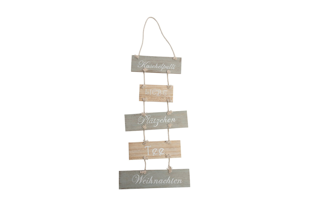 Houten hanger Kuschelpulli,Liebe 24x61cm grijs/naturel