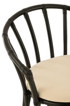 J-Line stoel + kussen - jute/textiel - zwart/wit