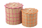 J-Line mand - papier - oranje/roze - set van 2