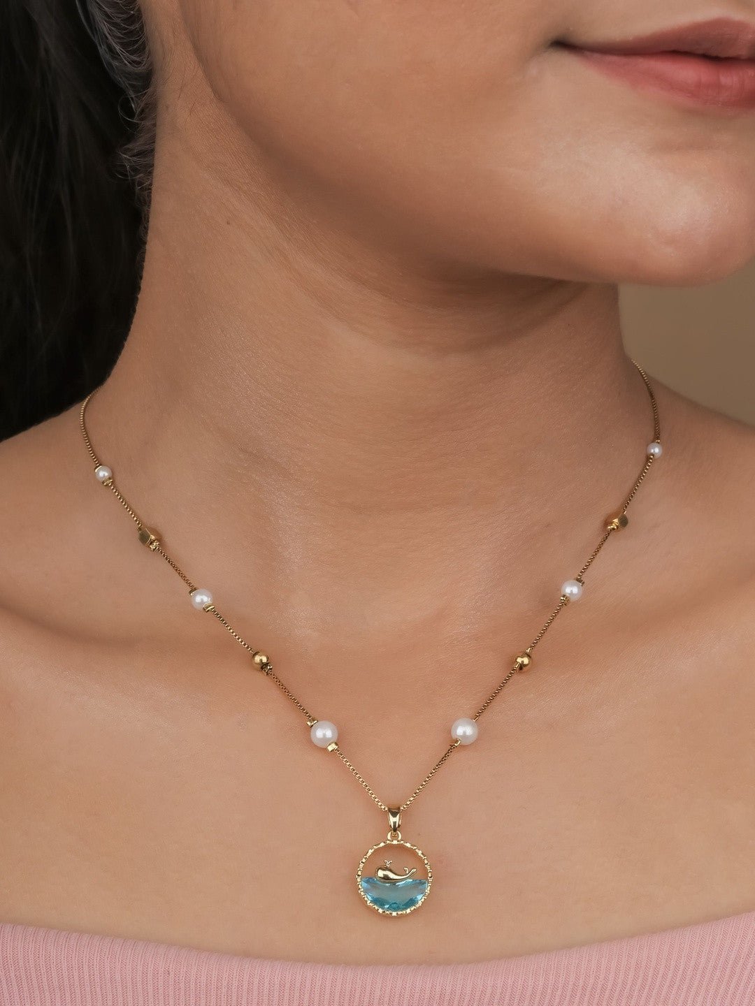 Messing vergulde ketting – Damessieraden – Verguld messing – Kristal verfraaid