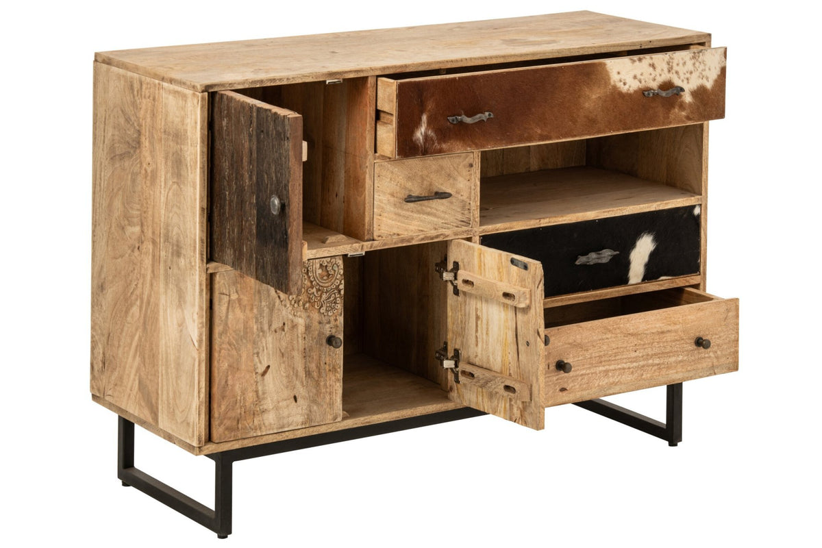 J-Line Kast met reliëf - mangohout - multikleur/naturel