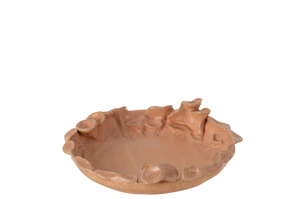 J-Line schaal Ibiza Rond - keramiek - roze/oranje - small