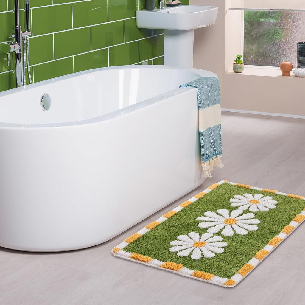 Blossom Superzachte antislip microvezelmat 2000 GSM (50x80 cm), 1 stuk | Absorberende badkeukendeur vloermat groen