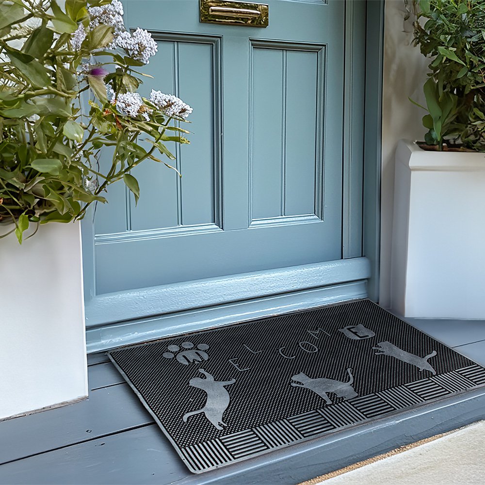 Deurmat 75x45 cm Zwart Rubber Katten Mat