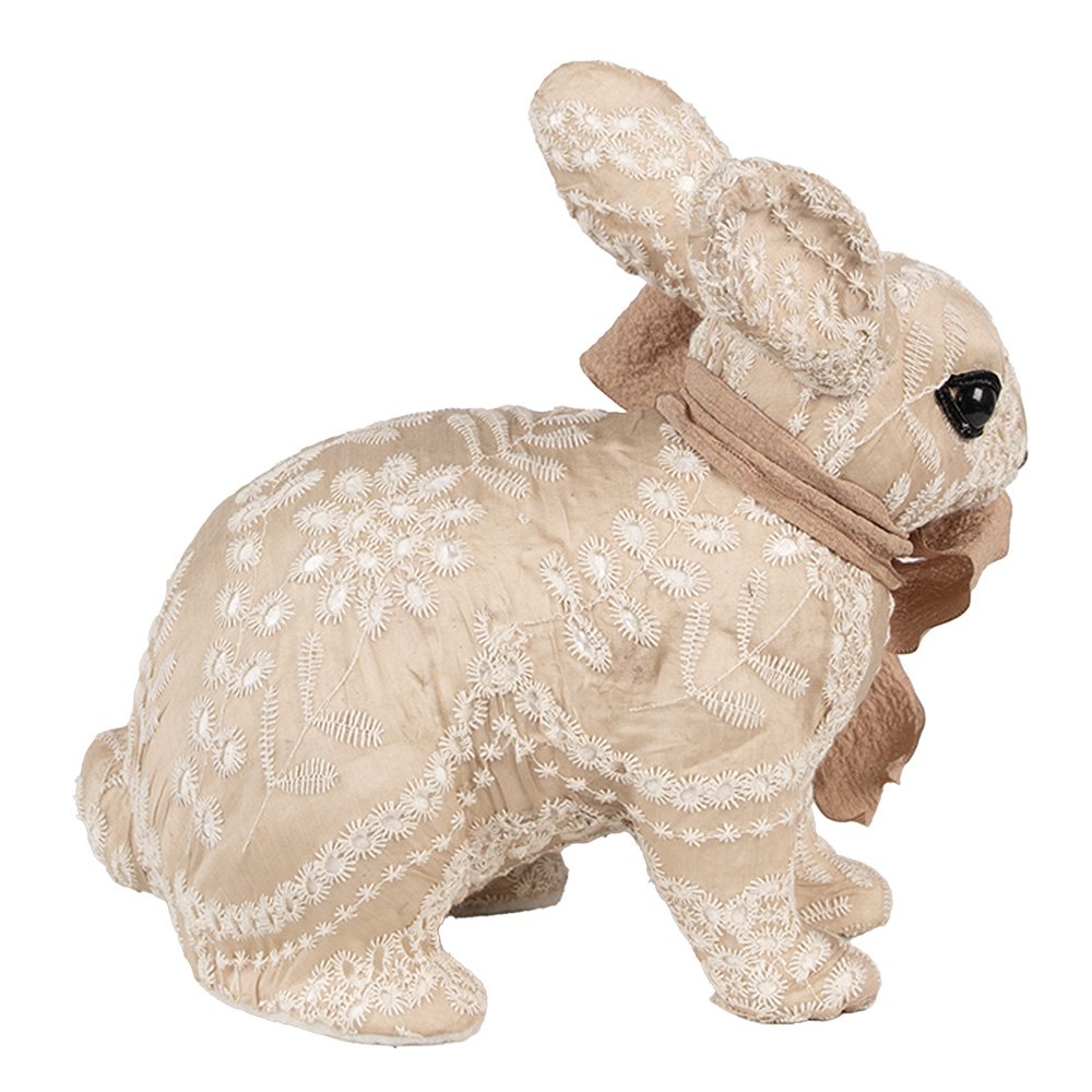 Decoratie Beeld Konijn 26x15x23 cm Beige Textiel