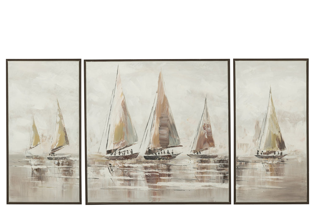 J-Line Set Van Drie Schilderijen Hog Acrylverf/Canvas Mix