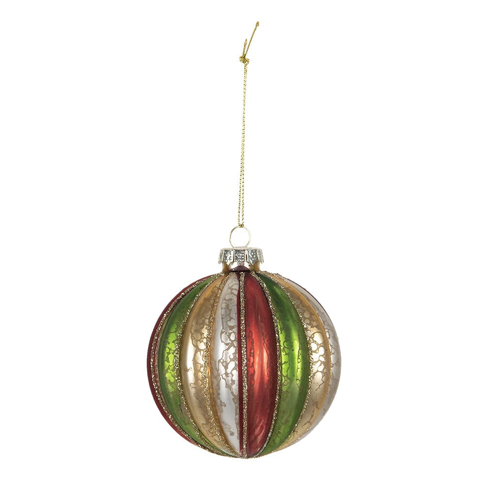 Kerstbal Set van 4 Ø 8 cm Rood Groen Glas Kerstboomversiering