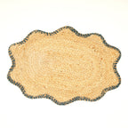 Handgemaakte gevlochten jute placemat – blauw – eettafel decor