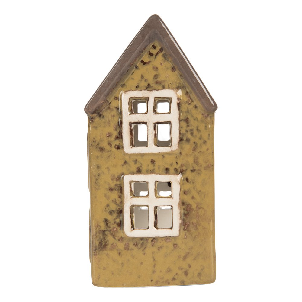 Waxinelichthouder Huis 10x7x14 cm Groen Keramiek