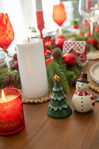 J-Line Peper-en-zoutstel sneeuwpop - steengoed - wit/kerstrood