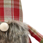 Deurstopper gnome Kerst ruit rood 15x15x42cm