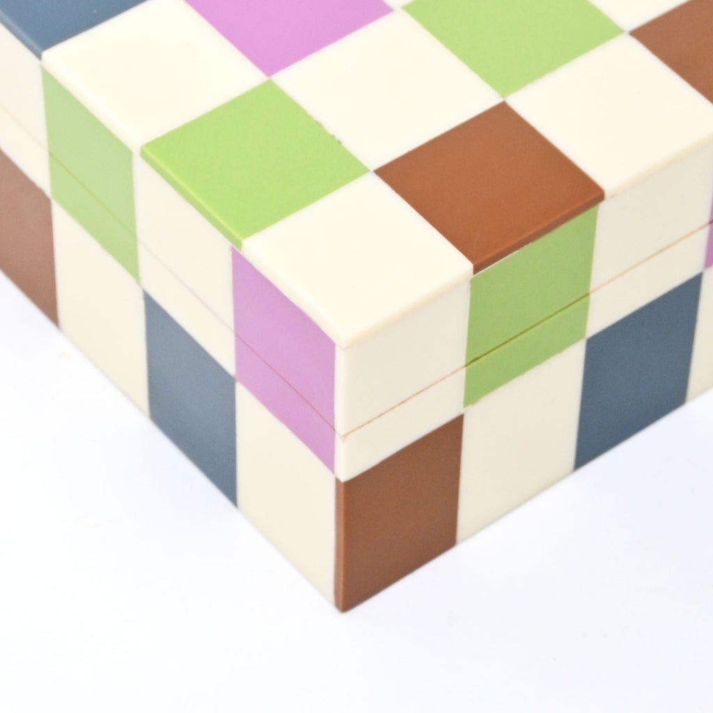 Geruite hars opbergdoos 4x4 inch modern MDF-decor