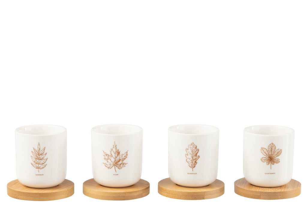 J-Line koffietas + schotel - giftbox - keramiek - bruin - doos van 4