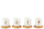 J-Line koffietas + schotel - giftbox - keramiek - bruin - doos van 4