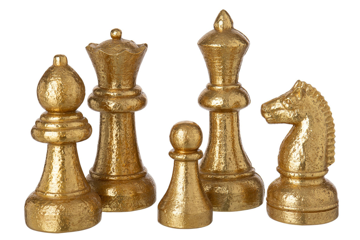J-Line Schaakstukken - polyresin - goud - set van 5