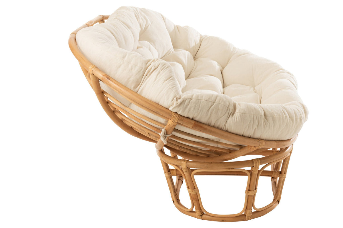 J-Line Rotan zetel - met kussen - jute/ textiel - naturel