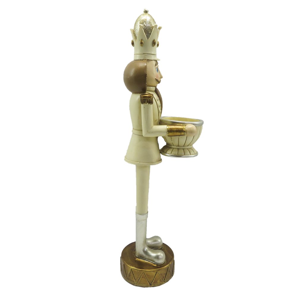 Theelichthouder Notenkraker 30 cm Beige Bruin Kunststof Waxinelichthouder
