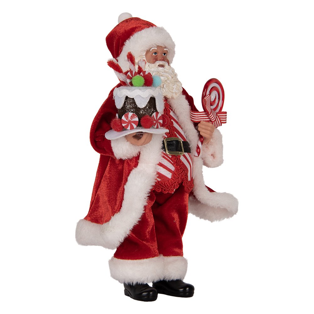 Kerstdecoratie Beeld Kerstman 16x8x28 cm Rood Textiel