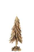 J-Line decoratie Kerstboom op voet - hout - naturel - L