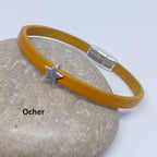Semplice leren armband tiny star antiek zilver