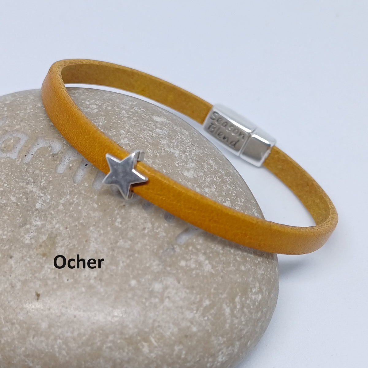 Semplice leren armband tiny star antiek zilver