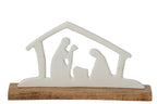 J-Line Kerststal op voet - aluminium - wit/naturel