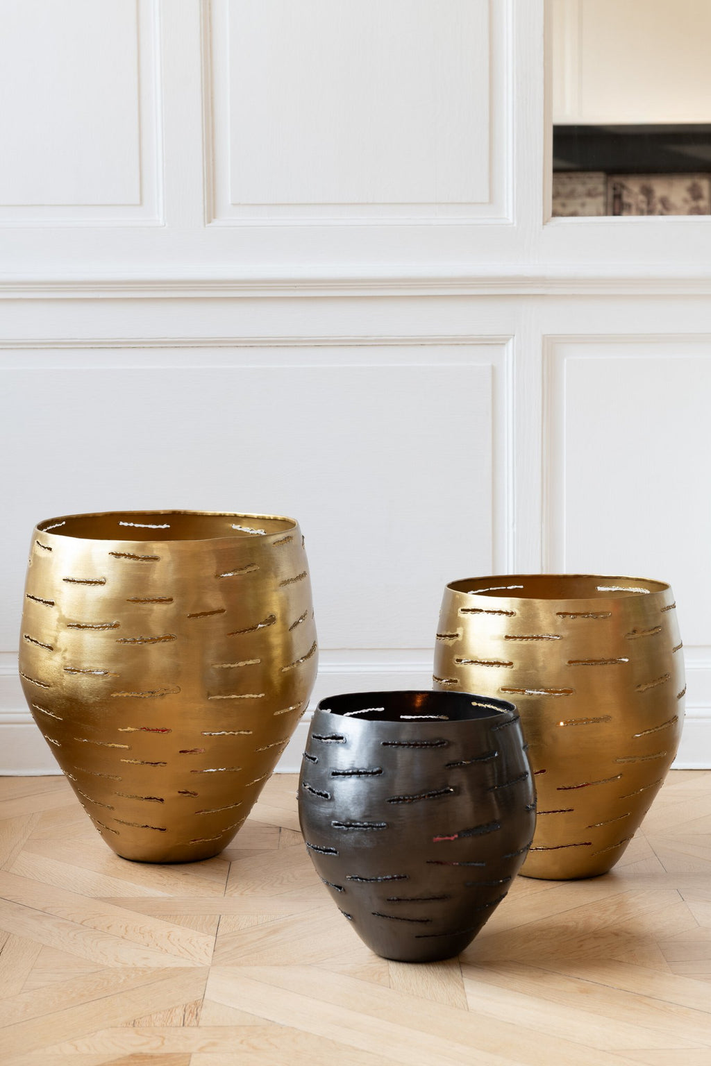 J-Line Set Van 3 Windlichten Metaal Goud