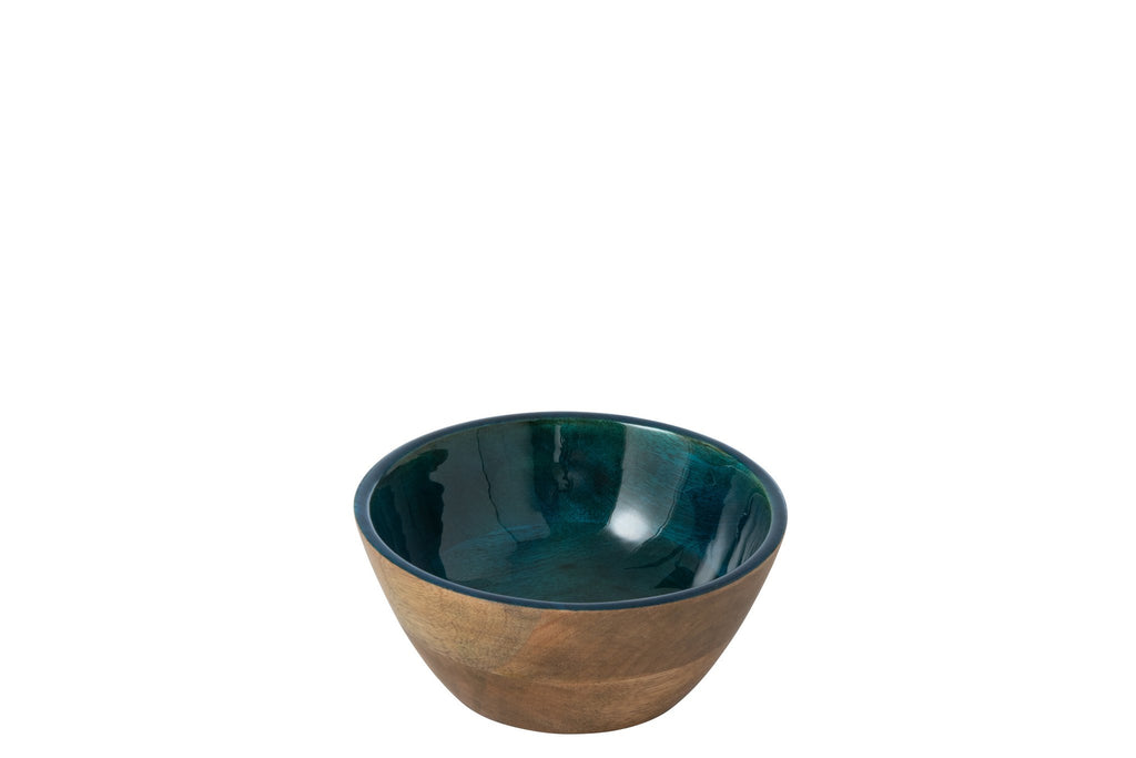 J-Line schaal - hout - petrol/naturel - small