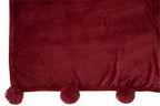 J-Line Plaid Pompon - polyester - rood - 170 x 130 cm