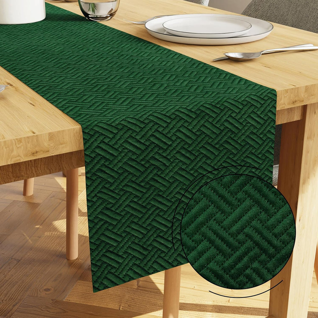 Eettafelloper – Gewatteerd fluweel, machinewasbaar – 32x150 cm